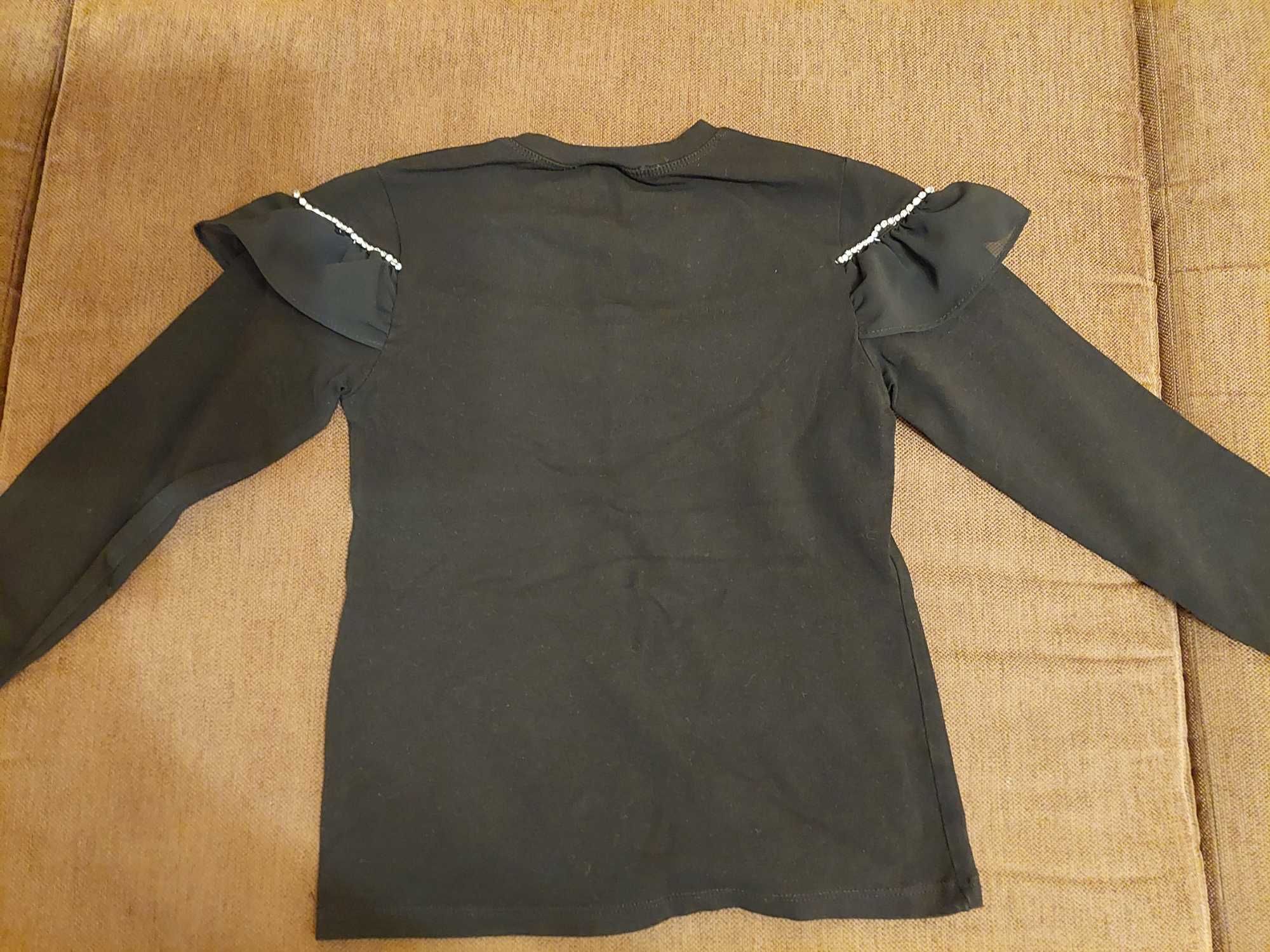 Bluzka z długim rękawem / czarna / elegancka / 116 cm