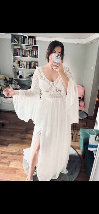 Suknia ślubna boho, rozmiar XL/L