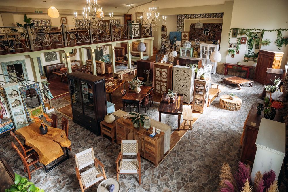 Stół lite drewno egzotyczne sheesham okucia kolonialne jadalnia salon