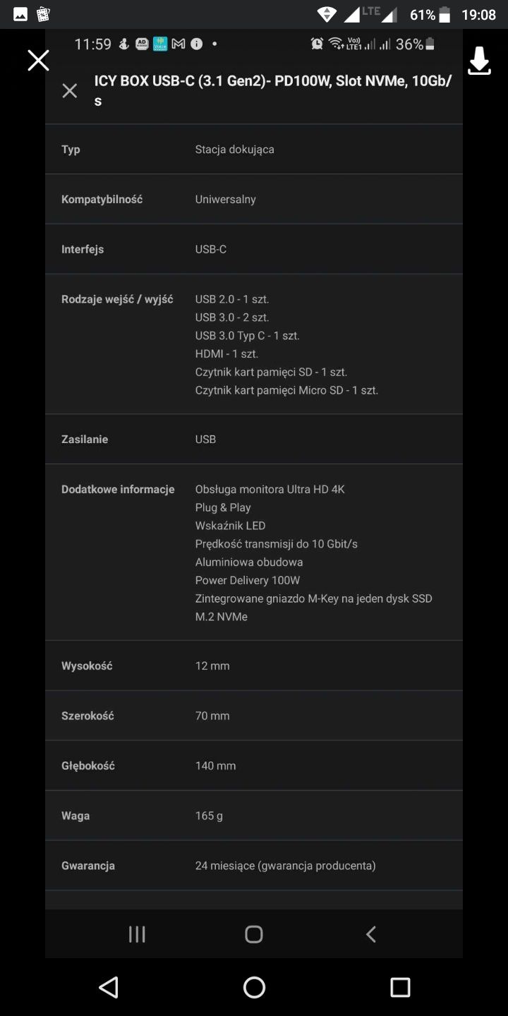 Stacja Dokująca HUB do Konsol USB-C 3.2 PD100W Slot NVMe 10Gbs HDMI 4K