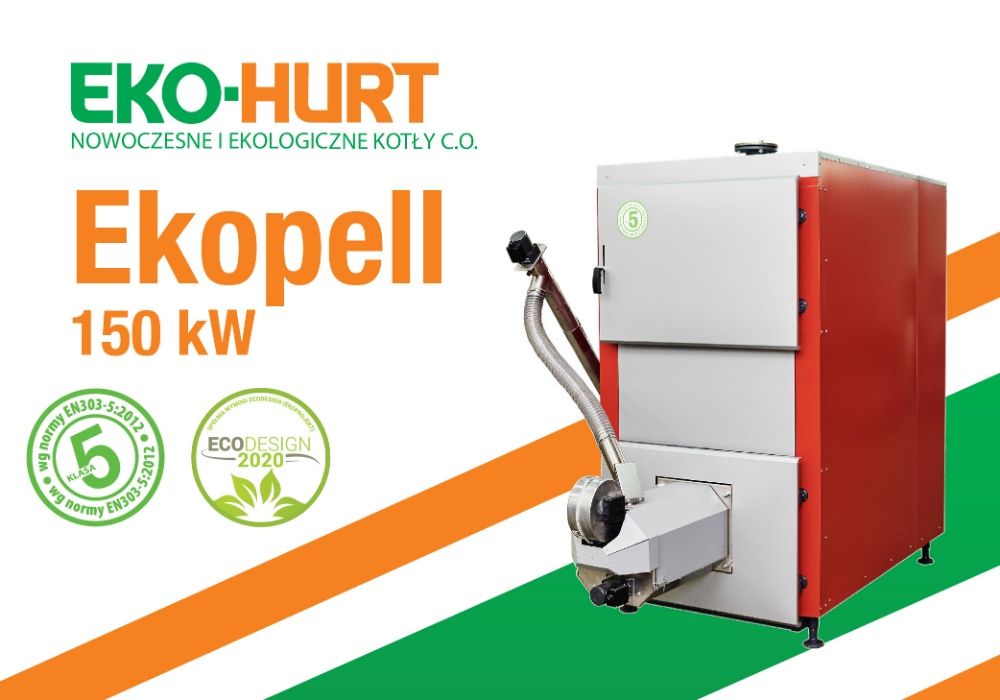 Kocioł C.O. 5 klasy - Ekopell o mocy150 kW- certyfikat 5 klasa Pleszew