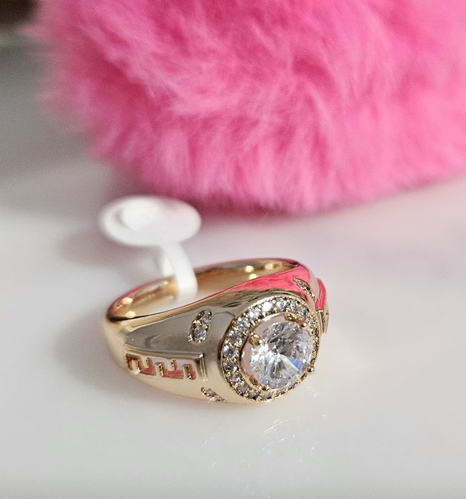 Pierścionek Złoty Xuping sygnet "grecki motyw " Stal 6 Usa