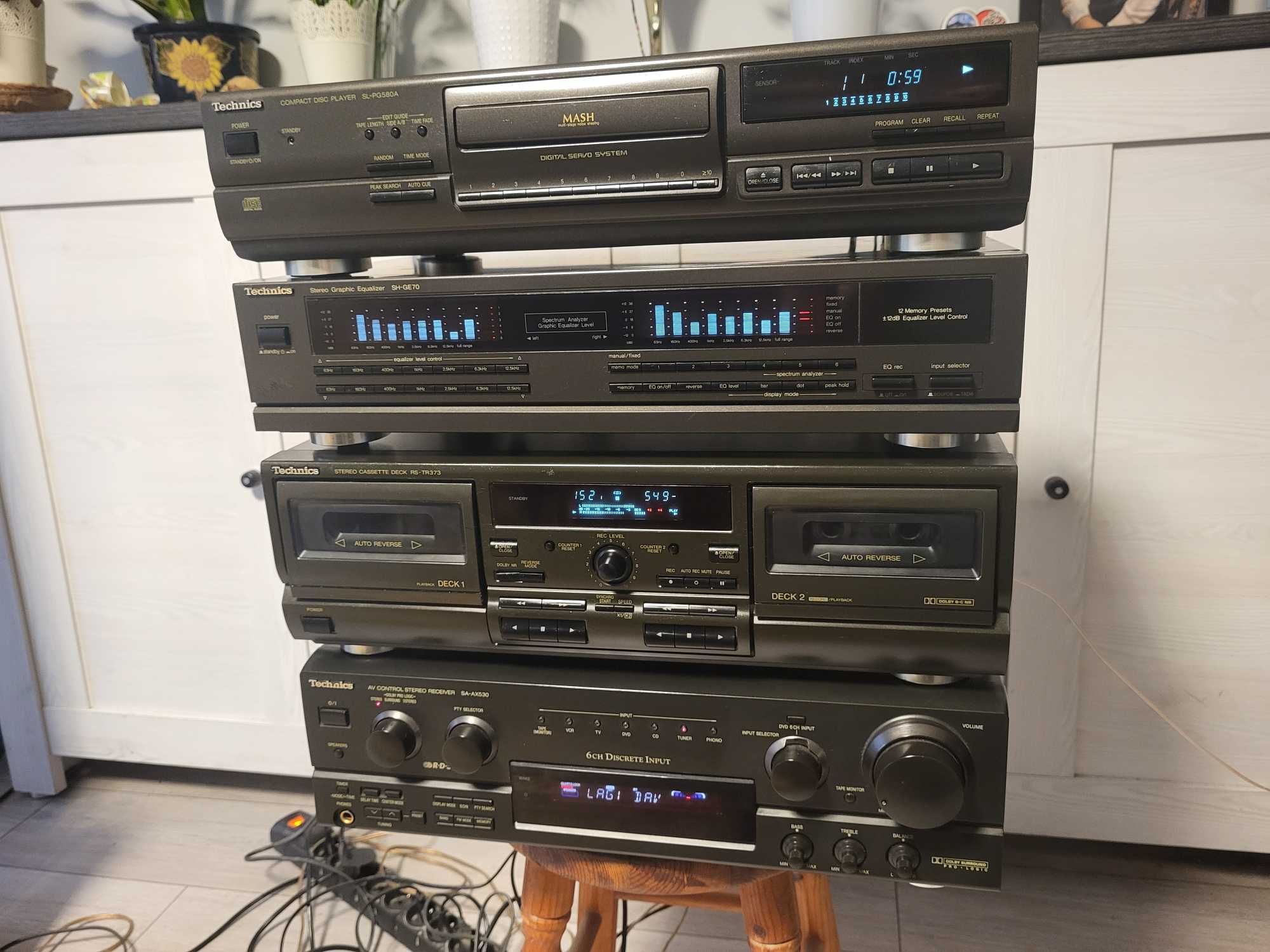 Wieża Technics korektor SH-GE70 Deck RS-TR 373 CD SL-PG580  SA-AX530