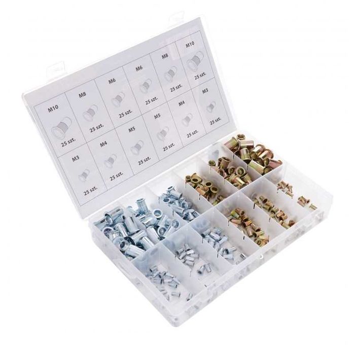ZESTAW NITONAKRĘTKI M3-M10 stalowe ocynkowane  300szt. KD10486