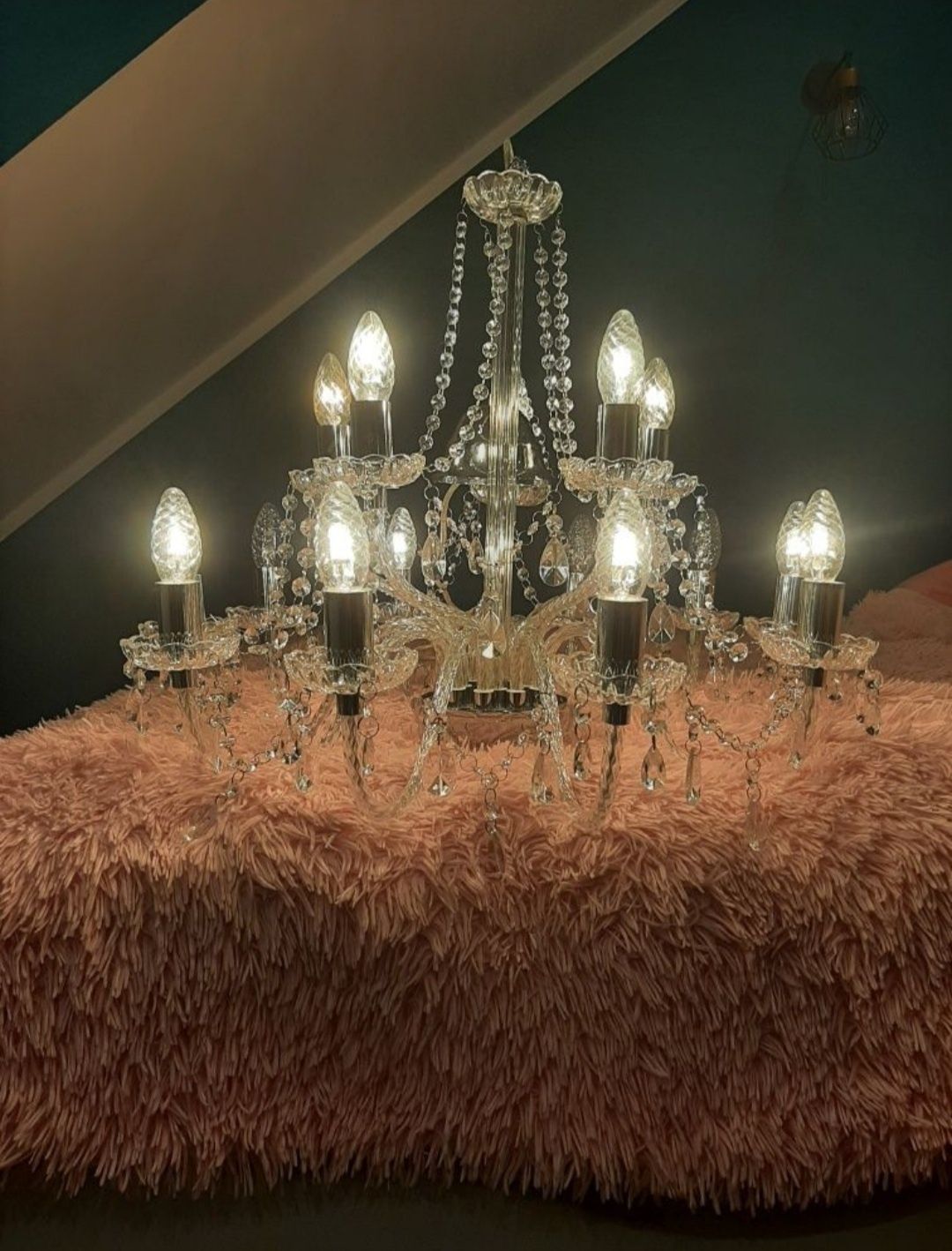 Lampa, żyrandol 15 ramienny z kryształkami GLAMOUR