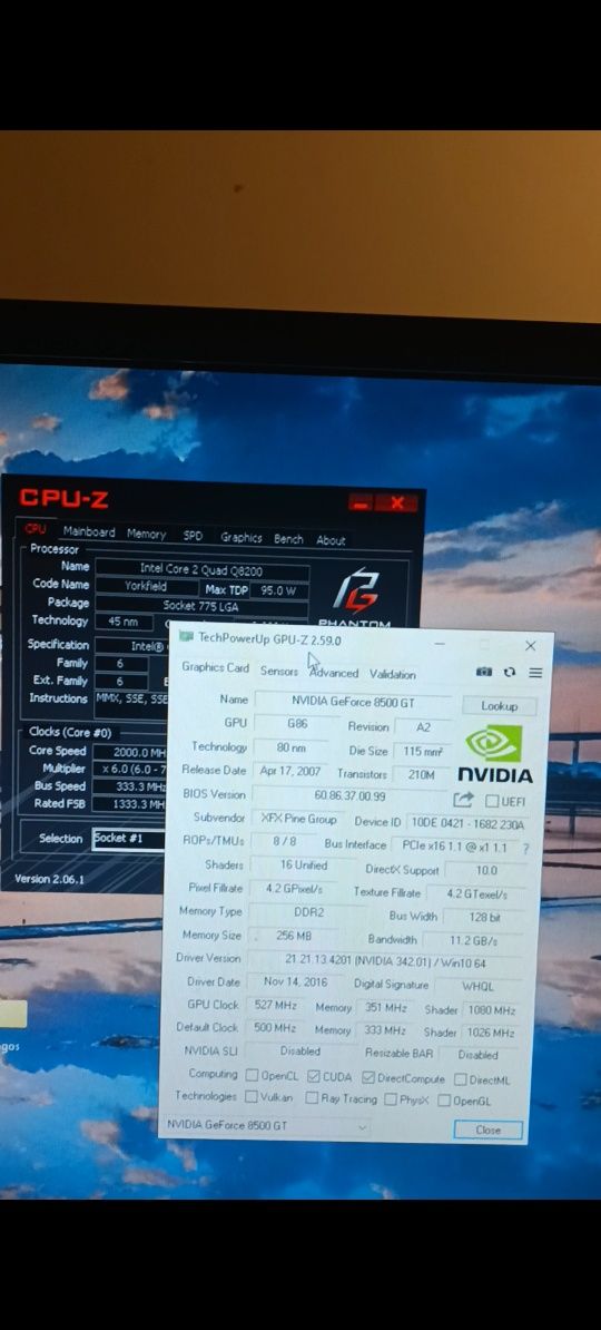 Computador Quad core Q8200 com placa WiFi, e placa gráfica NVIDIA 8500