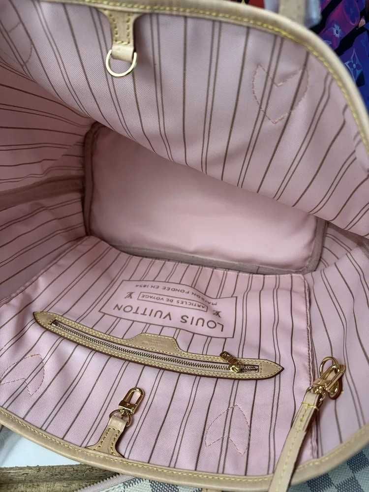 Torebka Louis Vuitton LV Neverfull Damier Azur skórzana shopperka