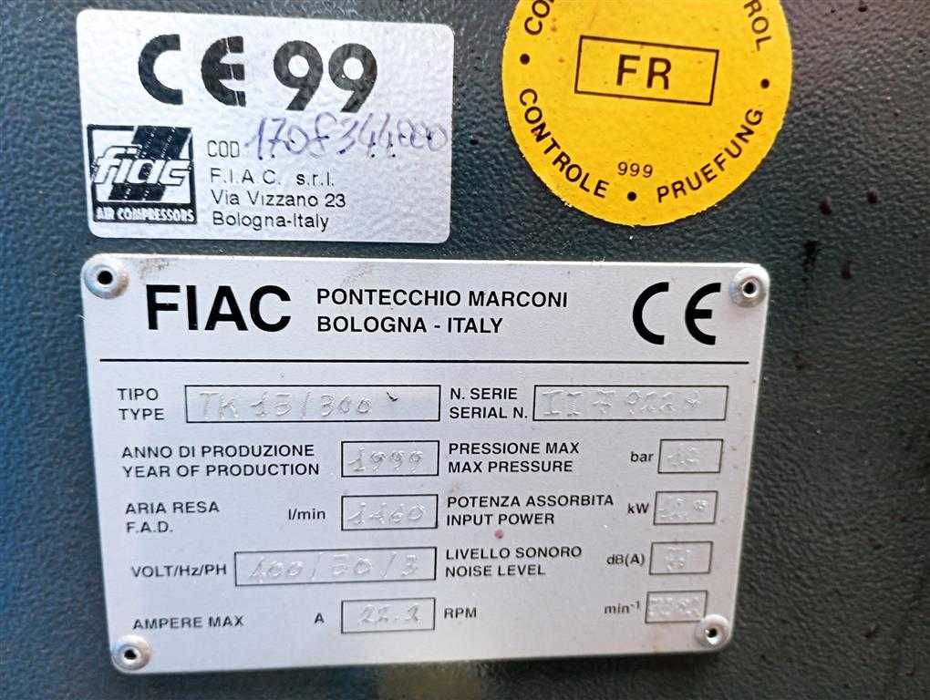 Sprężarka śrubowa kompresor FIAC TK15 11kw 1,5m³ S012385