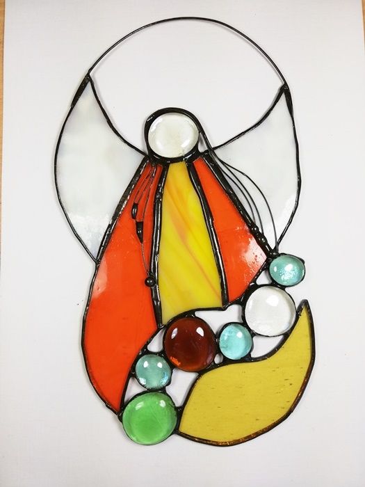 Anioł ręcznie robiony - witraż - rękodzieło