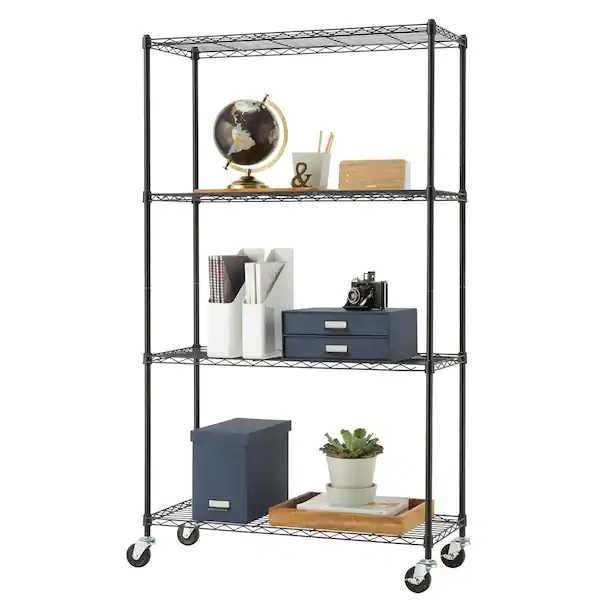 HEAVY DUTY Prateleiras metálicas pretas de 4 camadas/Black metal shelf