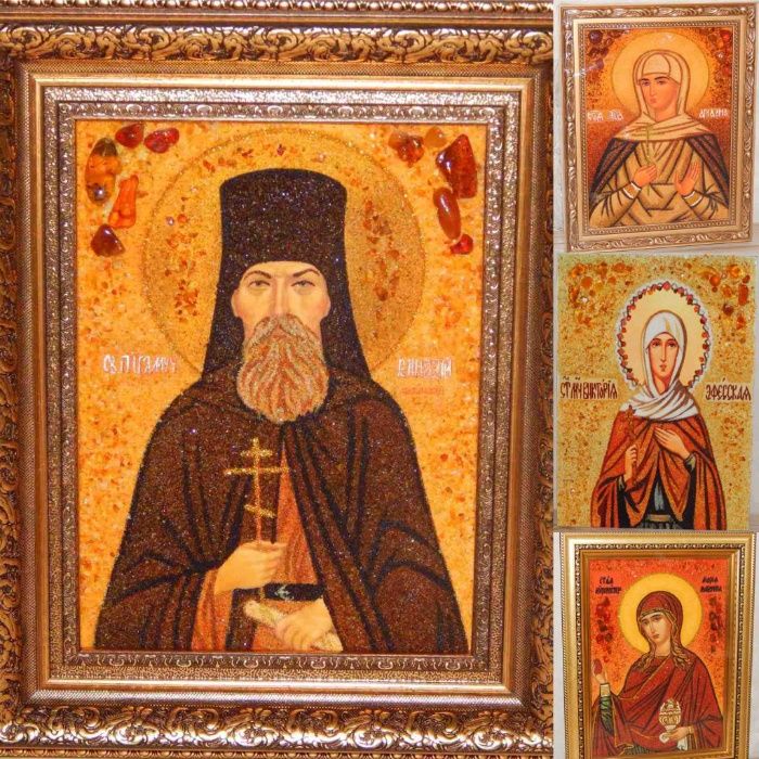 Иконы из янтаря ИМЕННЫЕ ИКОНЫ картины Портрет ікони КАРТИНИ З БУРШТИНУ