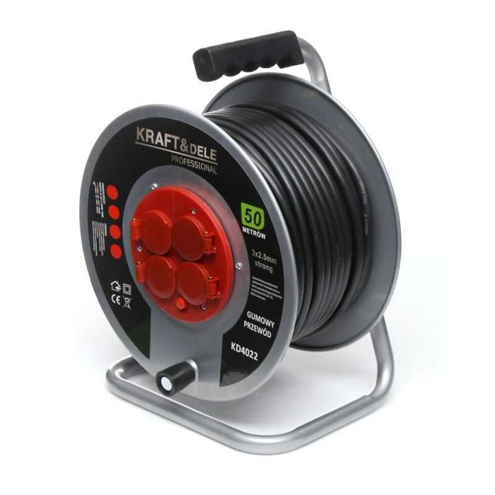 PRZEDŁUŻACZ bębnowy bęben na kabel 50m 3x2,5 METAL kd4022
