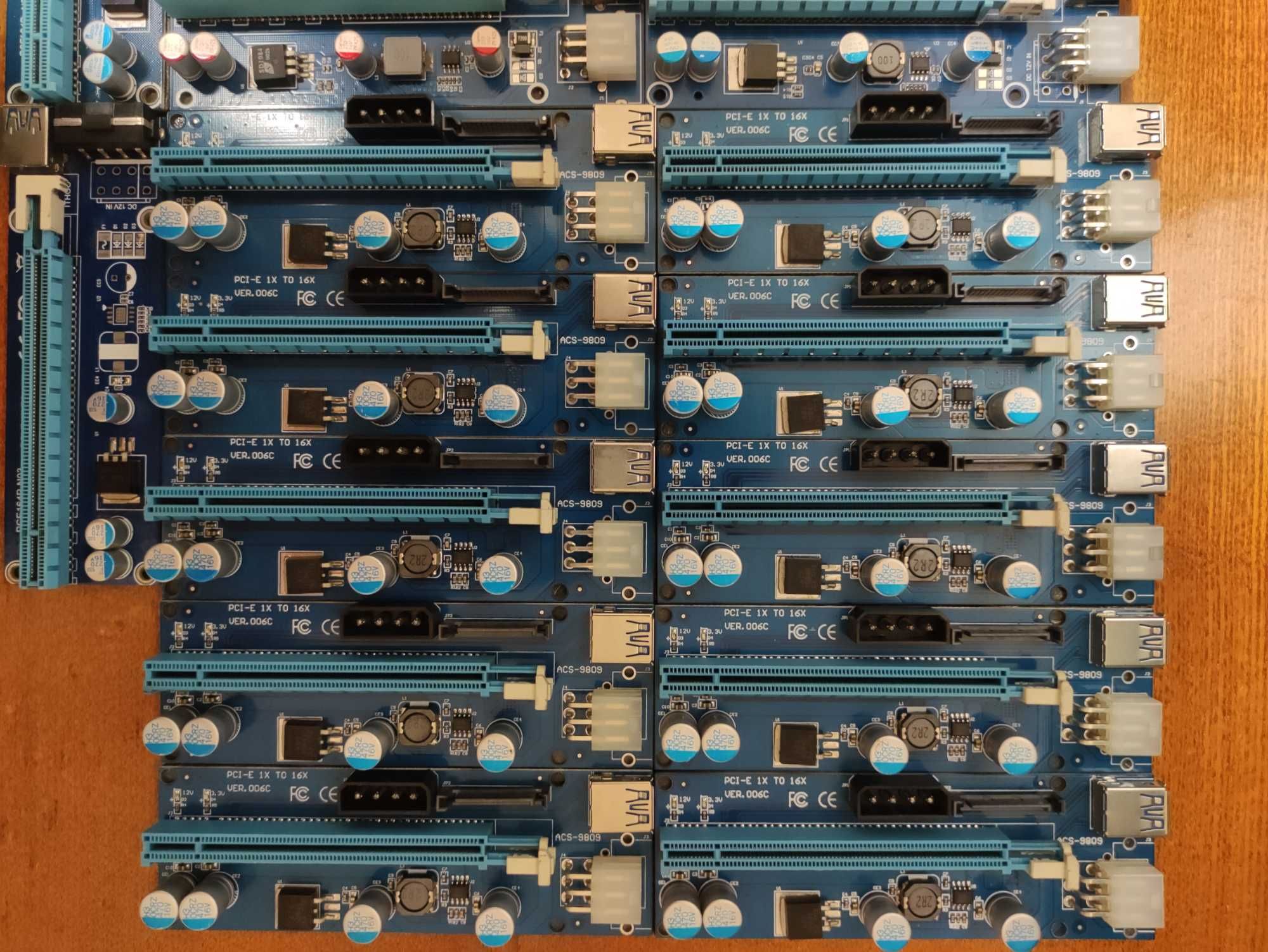 Riser Райзер PCI-E 1X to 16X, 6pin, molex, sata, подовжувач відеокарти