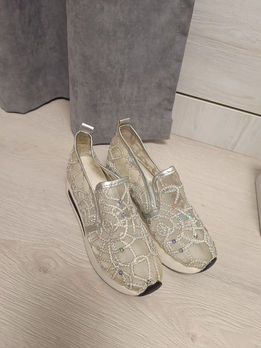 Мокасіни сітка срібні