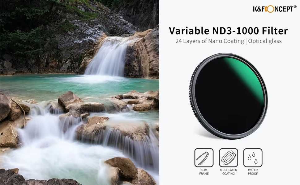 Переменный nd фильтр объектива 43мм - K&F Concept ND3-ND1000 ND Filter