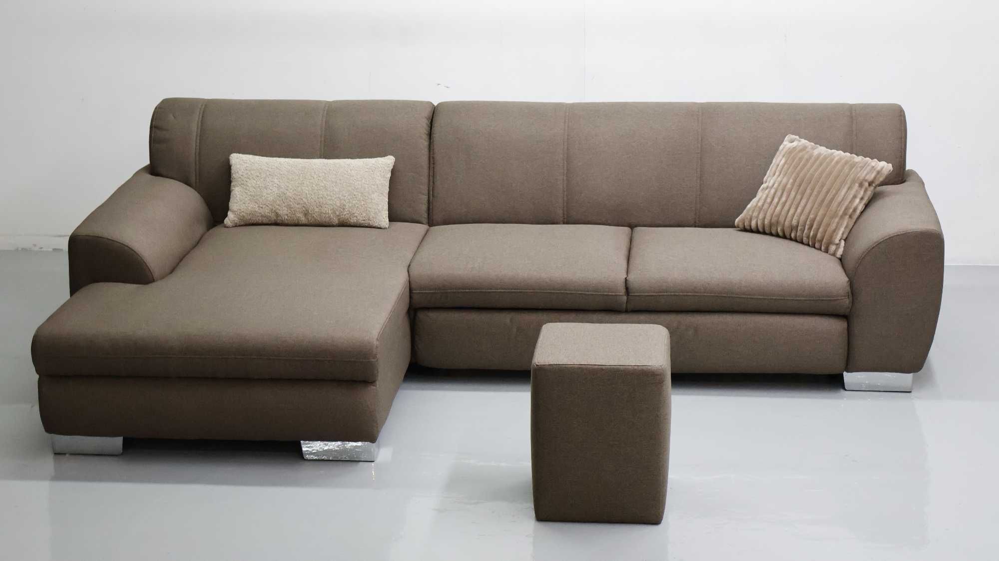 TCD DESIGN NAROŻNIK z funkcją spania PUFA rogówka sofa brązowa tkania