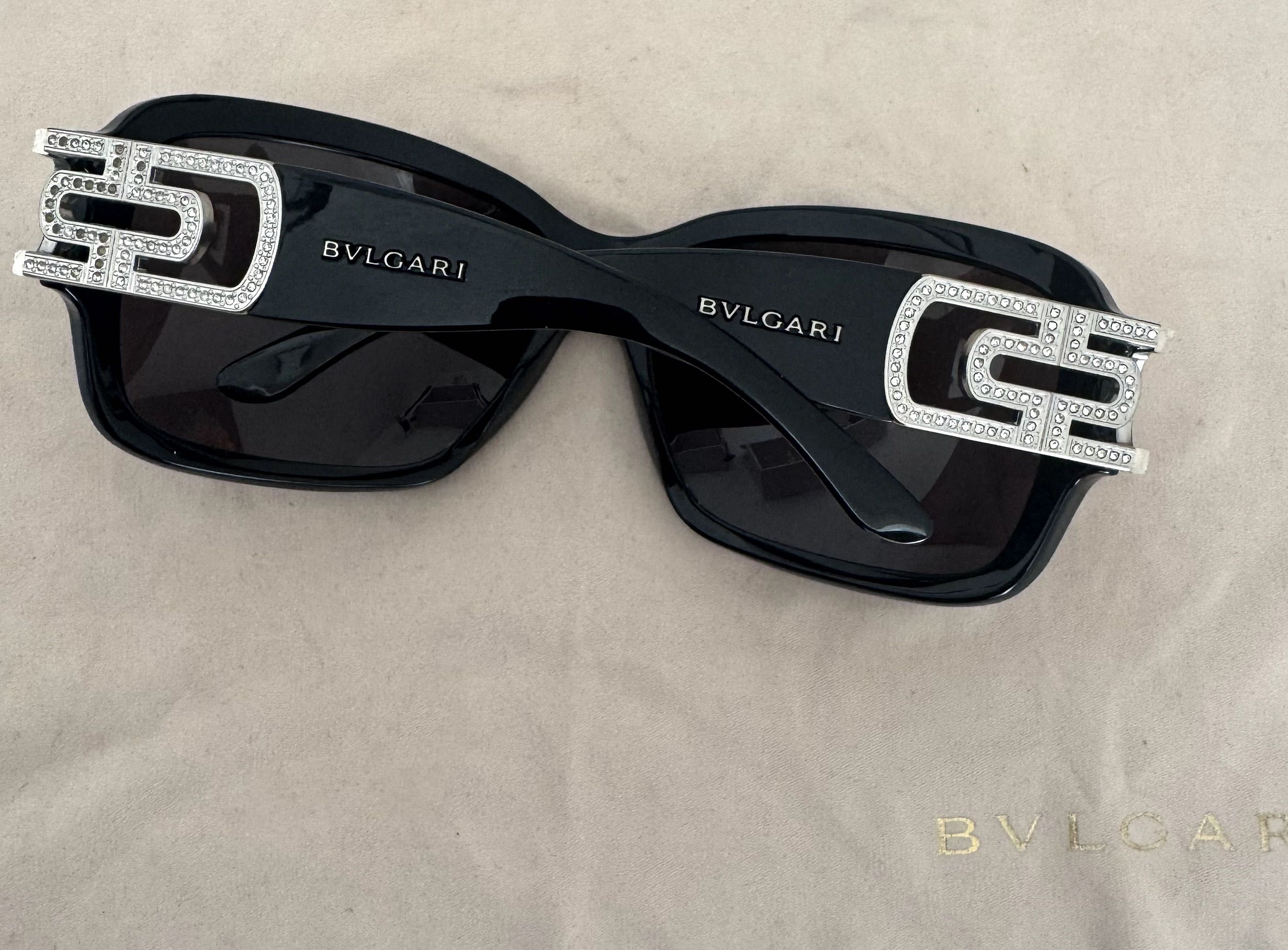 BVLGARI BV 8022-B 501/87 65mm Black Crystal Encrusted