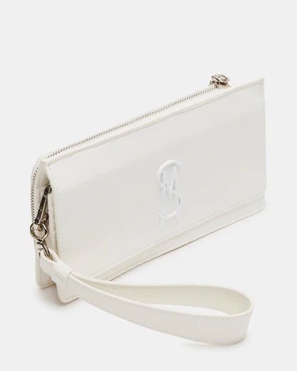 Клатч жіночий білий  steve madden large flap wallet bone bjewels