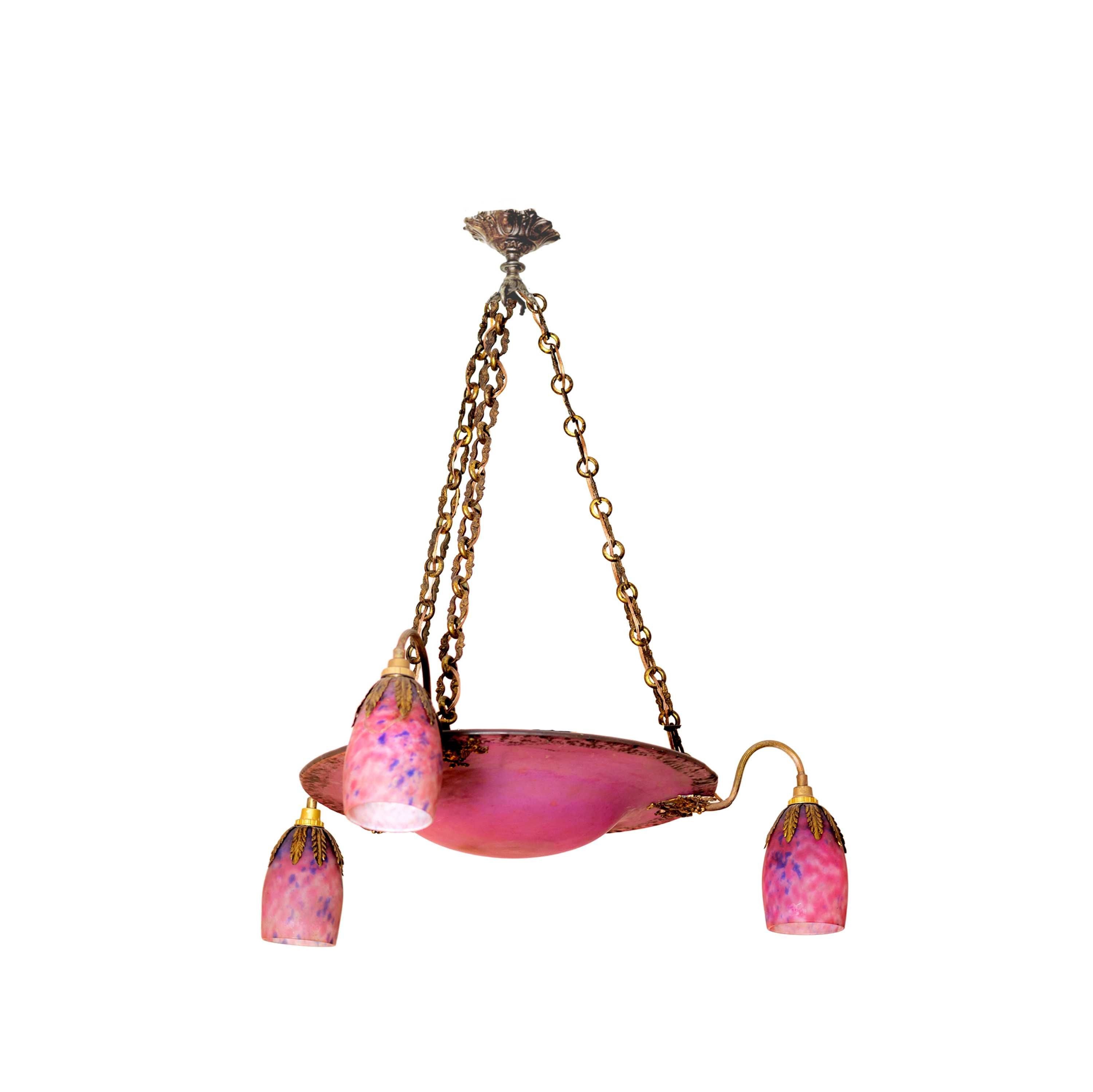 Lustre vidro bronze Daum Nancy | Arte Nova