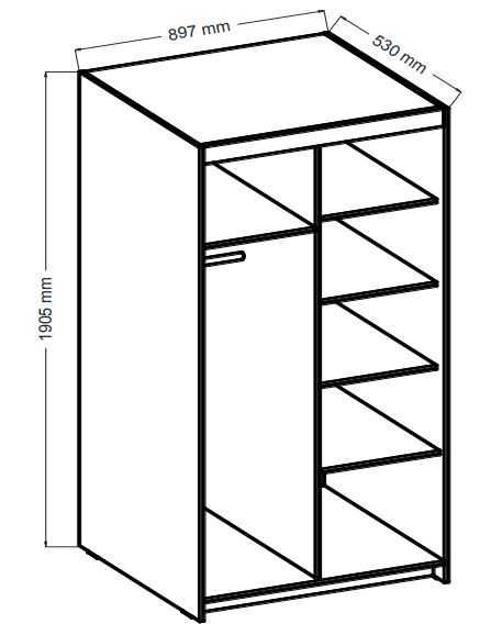 Szafa Elena 90 z szufladami, półkami drążkiem garderoba