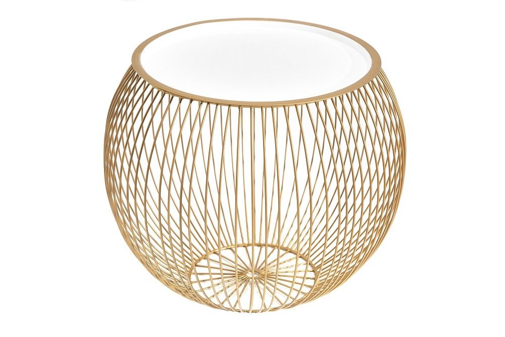 Stolik kawowy STORAGE II 41cm złoty biały / 40360