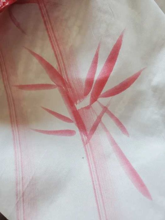 Haori japońska narzutka na kimono czerwone shibori trójkąty jedwab