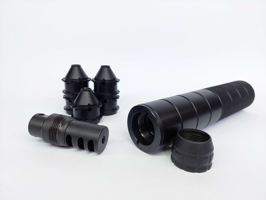Комплект саундмодератор / ПБС / глушник AR-15 кал .223 Rem з ДГК (ДТК)