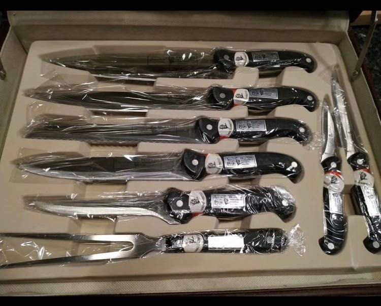 Solingen stainless steel kitchen and steak knife set in briefcase