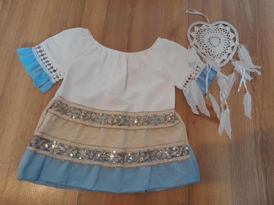 Bluzka koszulka krótki rękaw elegancka dla dziewczynki 6 lat 110 116