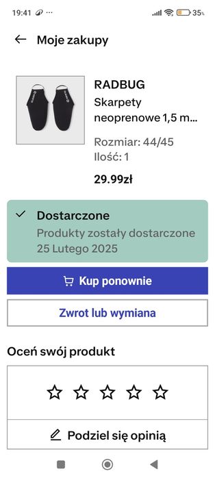 Skarpety neoprenowe 1.5mm do płetw rozmiar 44-45