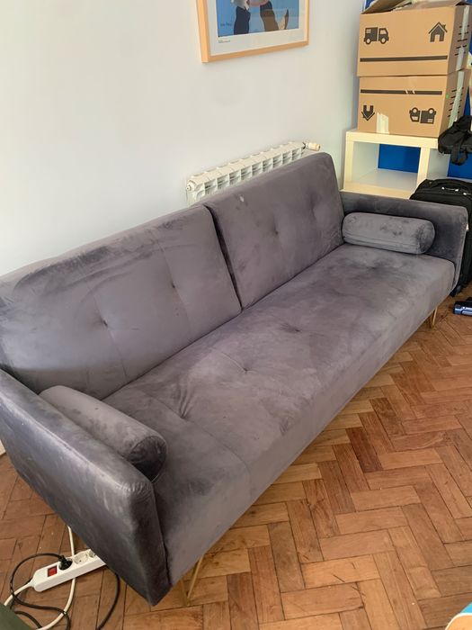 Sofa reclinável de 3 lugares de veludo (última semana para retirar)