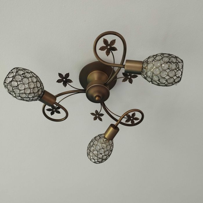 2 x Lampa Sufitowa Żyrandol Kryształowa Swarovski, mosiądz+ 2x kinkiet