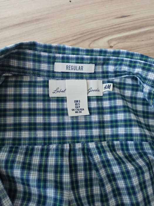 Koszula H&M w zieloną kratkę S Regular Fit