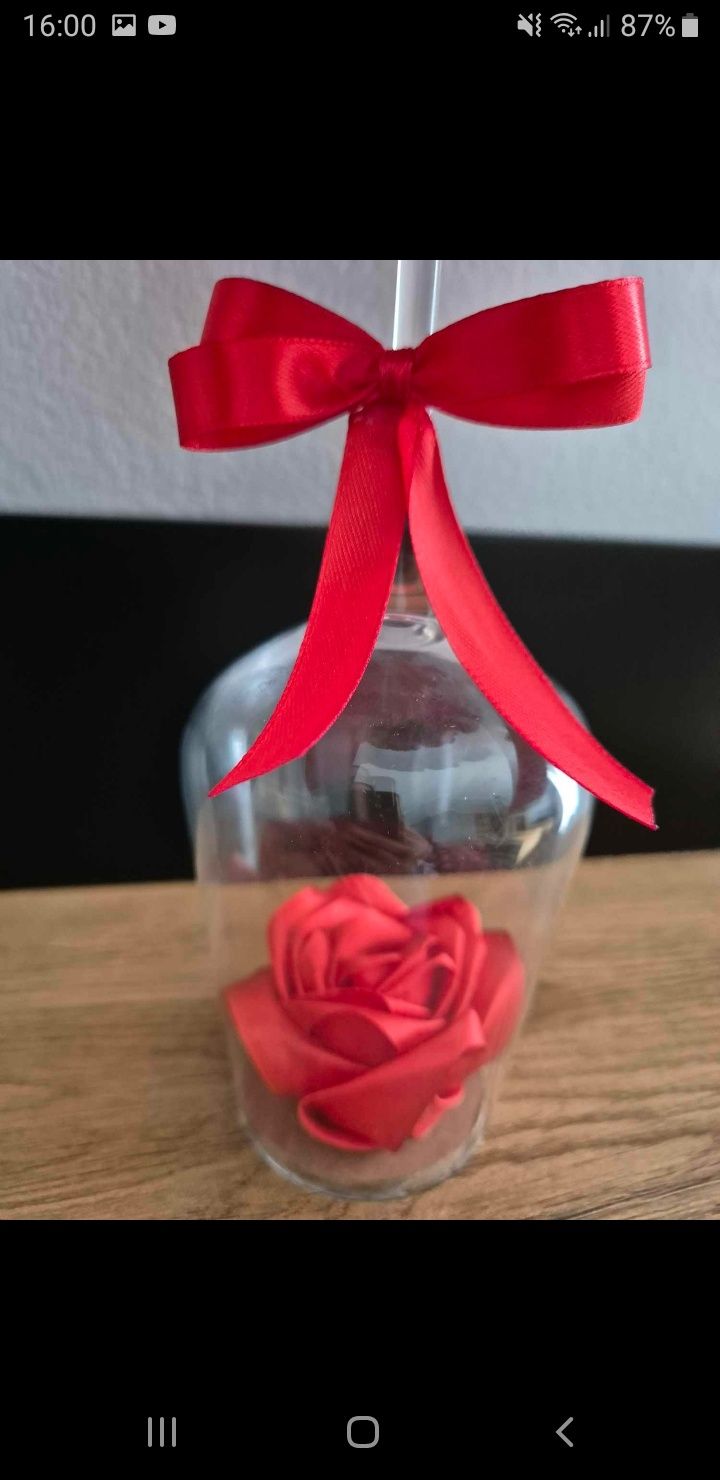 Kompozycja bukiet róż handmade prezent  czerwone róże rękodzieło