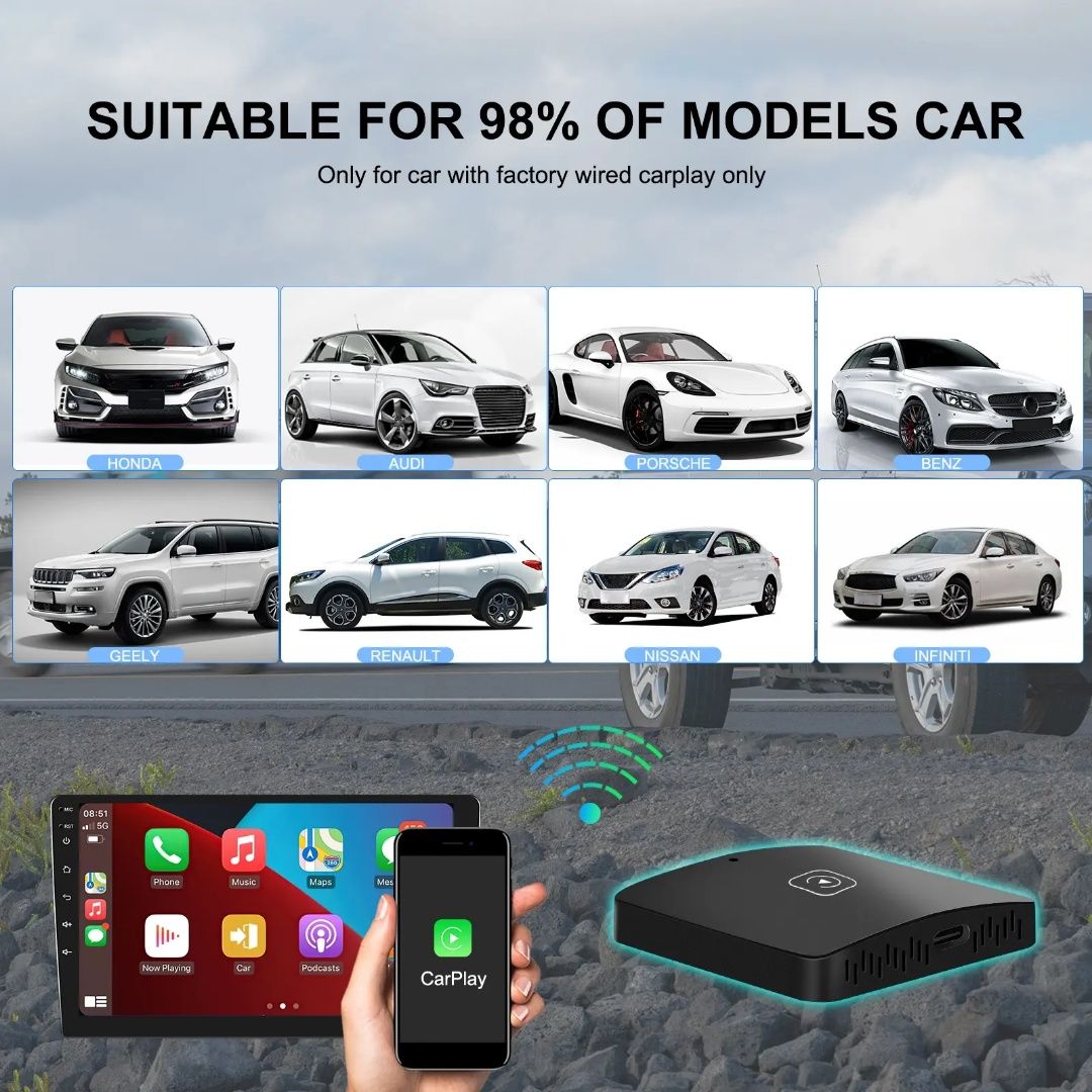Adaptador Carplay SEM FIOS para Rádios de origem NOVO
