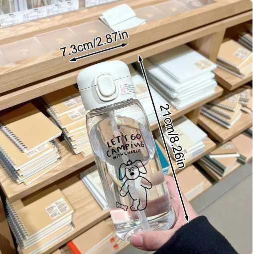 Plastikowa butelka z słomka 0.6L