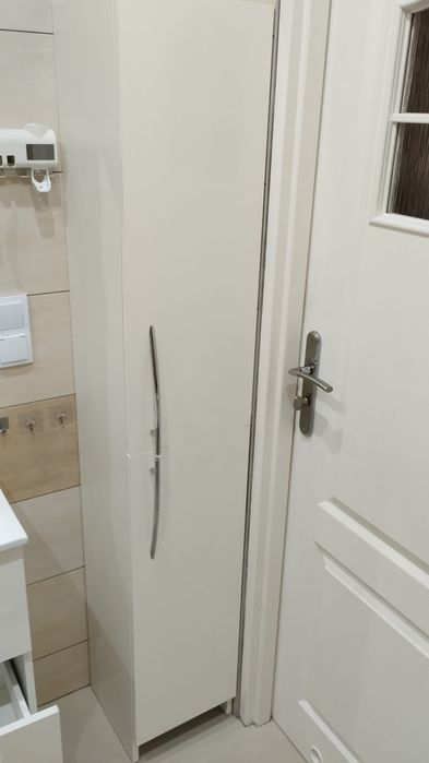 Szafka biała boczna stojąca do łazienki 30×27×170 cm