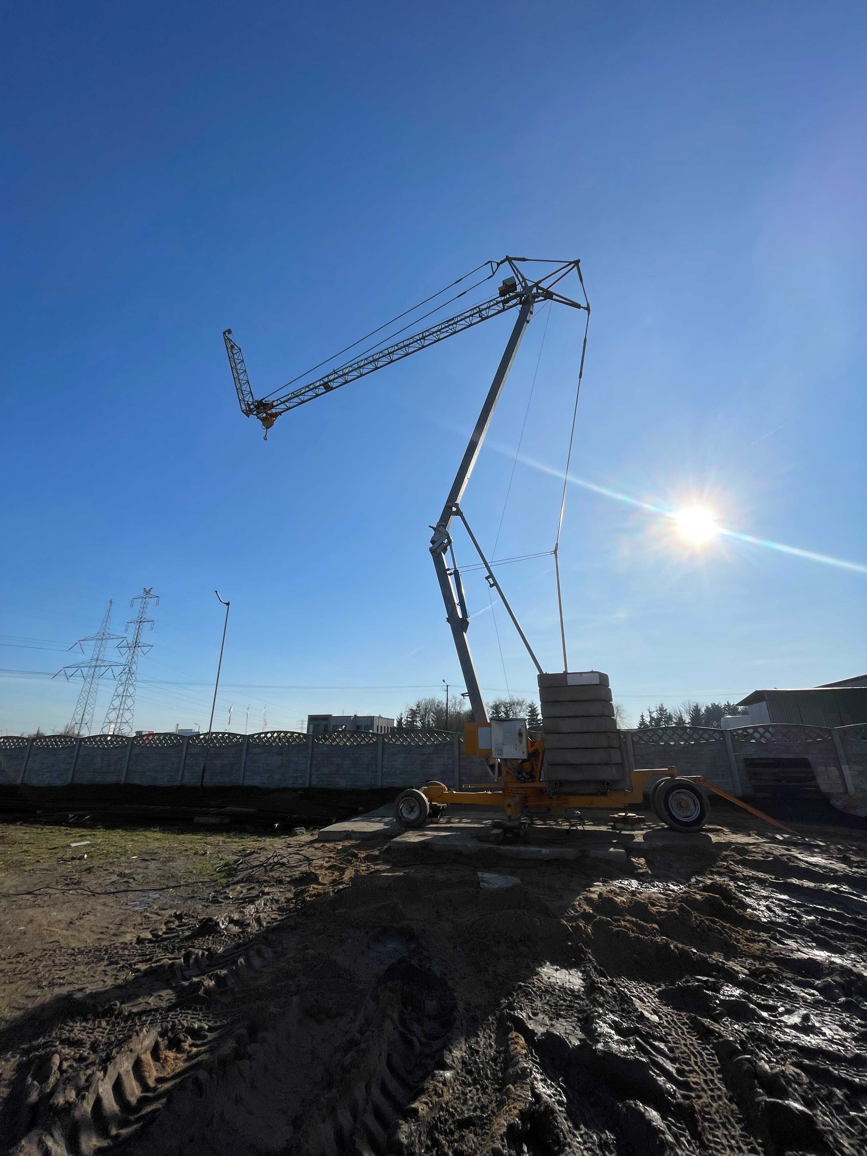 Dźwig żuraw budowlany San Marco 12x12 UDT wciągarka 230V Osie jezdne