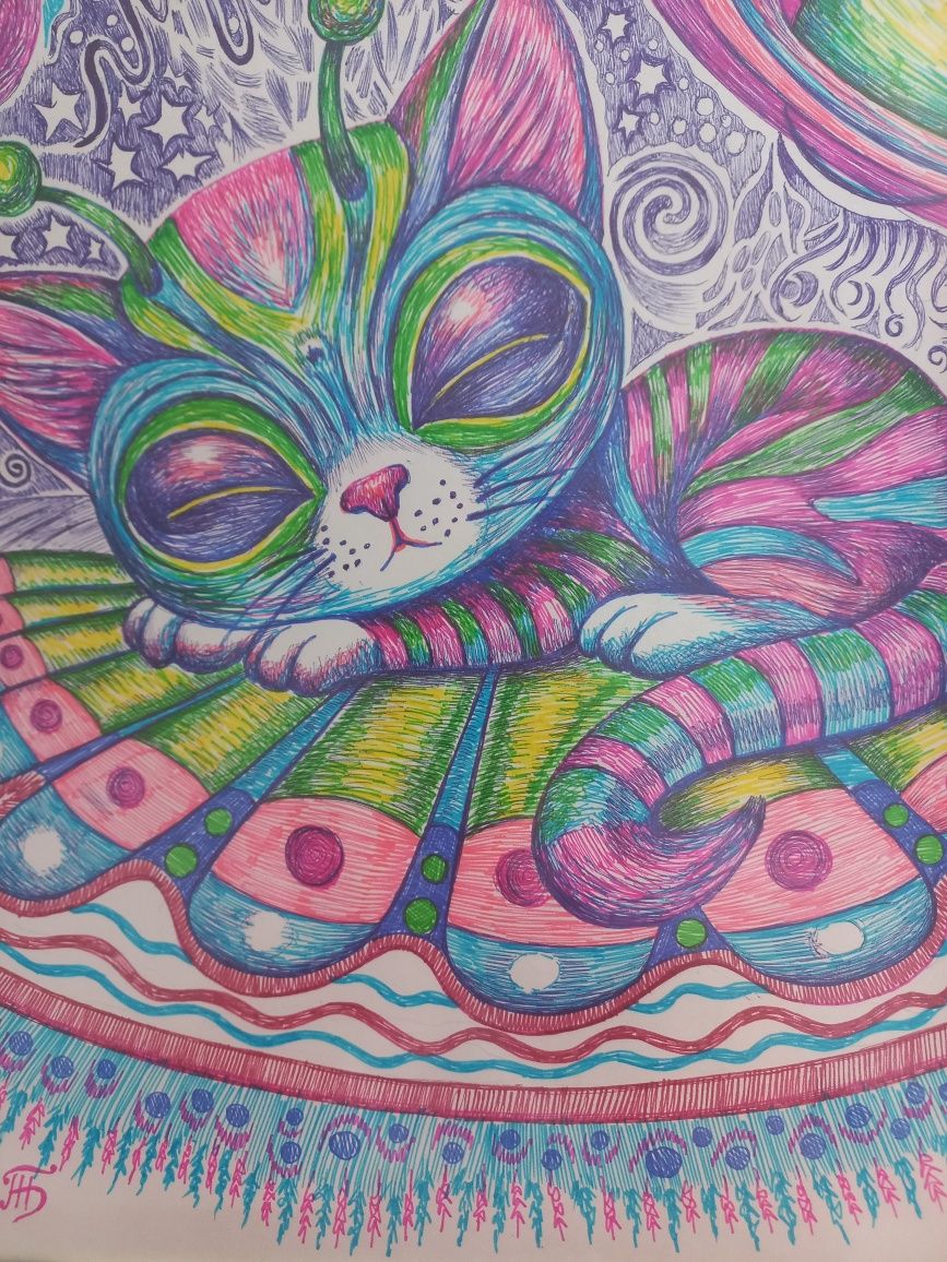 Котик намальований  графика рисунок