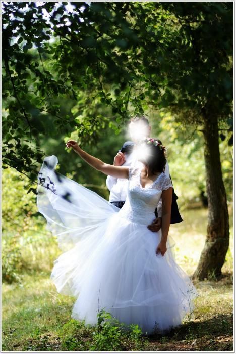 Suknia Ślubna - tiul, koronka, princesska, rozmiar 36 - 38