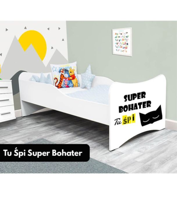Łóżko dzieciece super bohater tu śpi