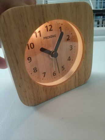 ProKing zegarek drewniany budzik zegar Nowy z lampką podświetlany
