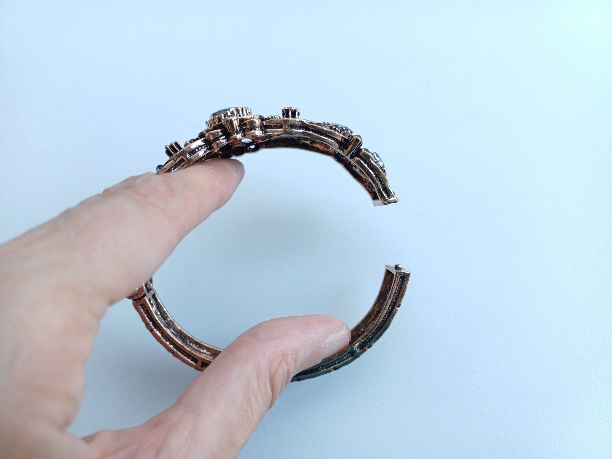 2 pulseiras de estilo turco vintage com brilhantes de cor cinza