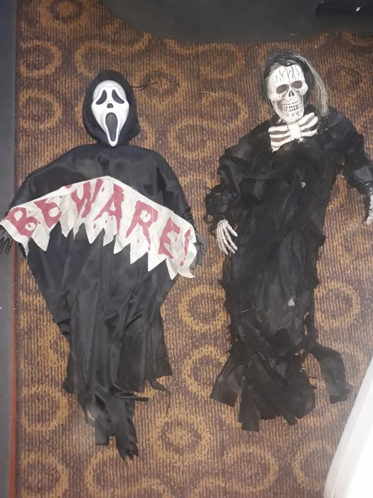 Hallowen ozdoba domu drzwi śmierć czaszka maska straszydła