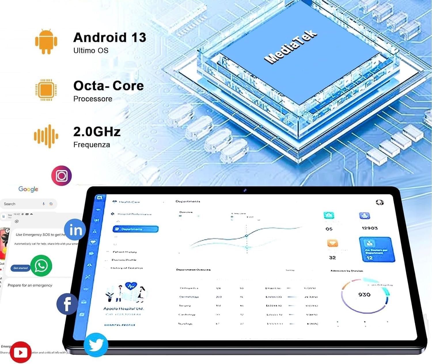 Tablet 10" Android 13, LTE Dual SIM 16+256GB Nowy FV Szczecin