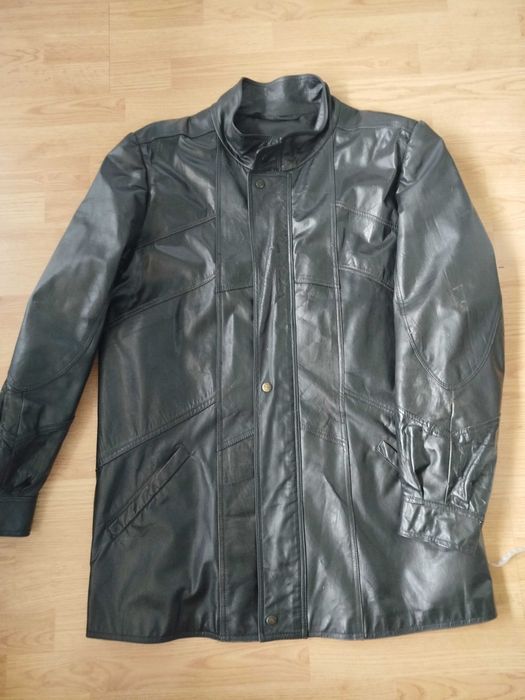 Czarna męska kurtka, płaszcz skórzana duży rozmiar
