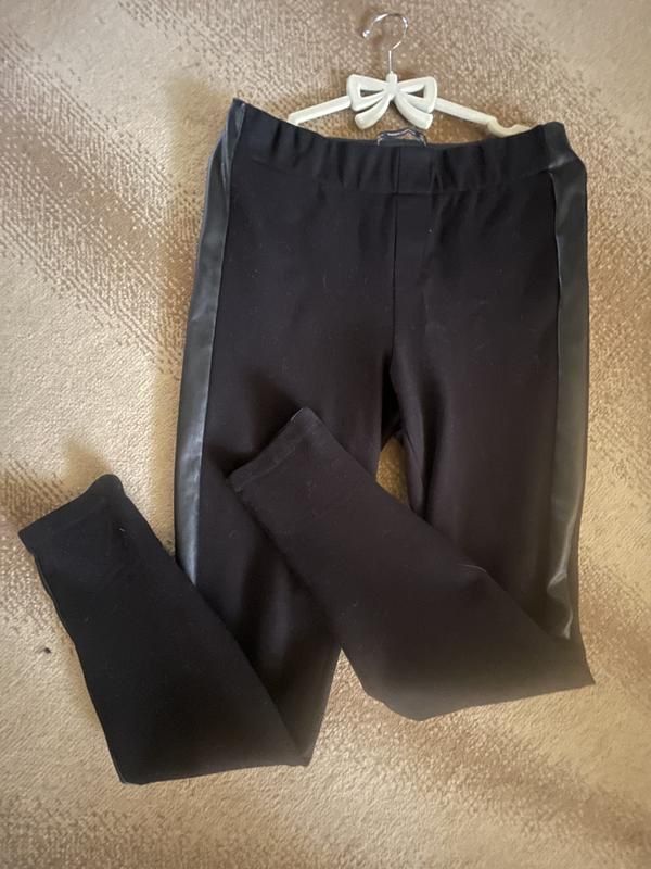 Штаны легинсы с кожаными лампасами zara