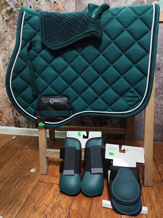 Czaprak butelkowa zieleń ochraniacze i nauszniki