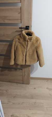 Kożuszek futerko brązowy kurtka pluszowa kożuch na święta sylwestra