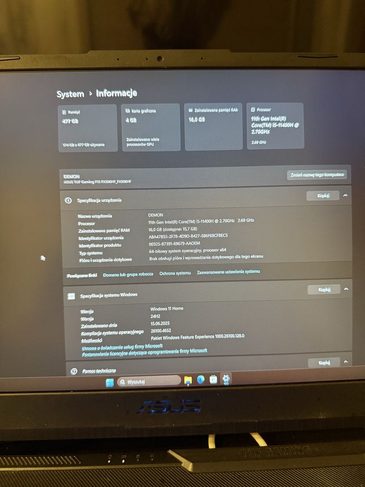 Laptop Asus F15 FX506HF
